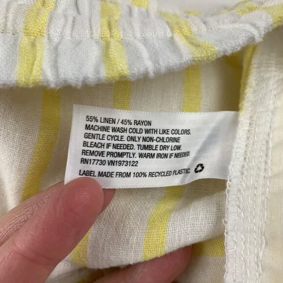Universal Thread Yellow Lemon Striped Linen Blend Pull On Shorts S - Picture 4 of 5